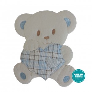 Large Iron-on Patch - Teddy Bear with Heart - Light Blue